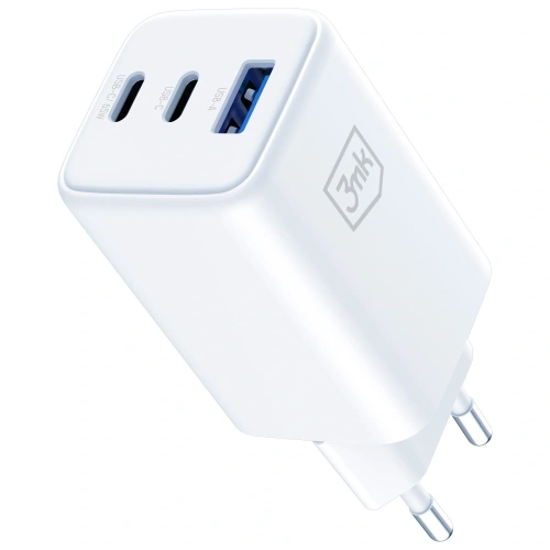 3MK Hyper GaN Charger 65W USB-A, 2xUSB-C PD QC4+ white