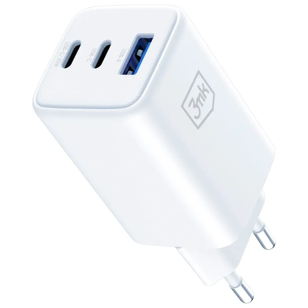 Ładowarka sieciowa 3MK Hyper GaN Charger 65W USB-A, 2xUSB-C PD QC4+ biały