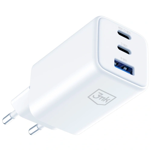 3MK Hyper GaN Charger 65W USB-A, 2xUSB-C PD QC4+ white