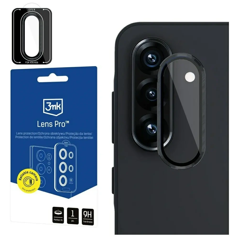Szkło hartowane na obiektyw aparatu 3MK Lens Protection Pro do Samsung Galaxy A36 / A56 5G czarny