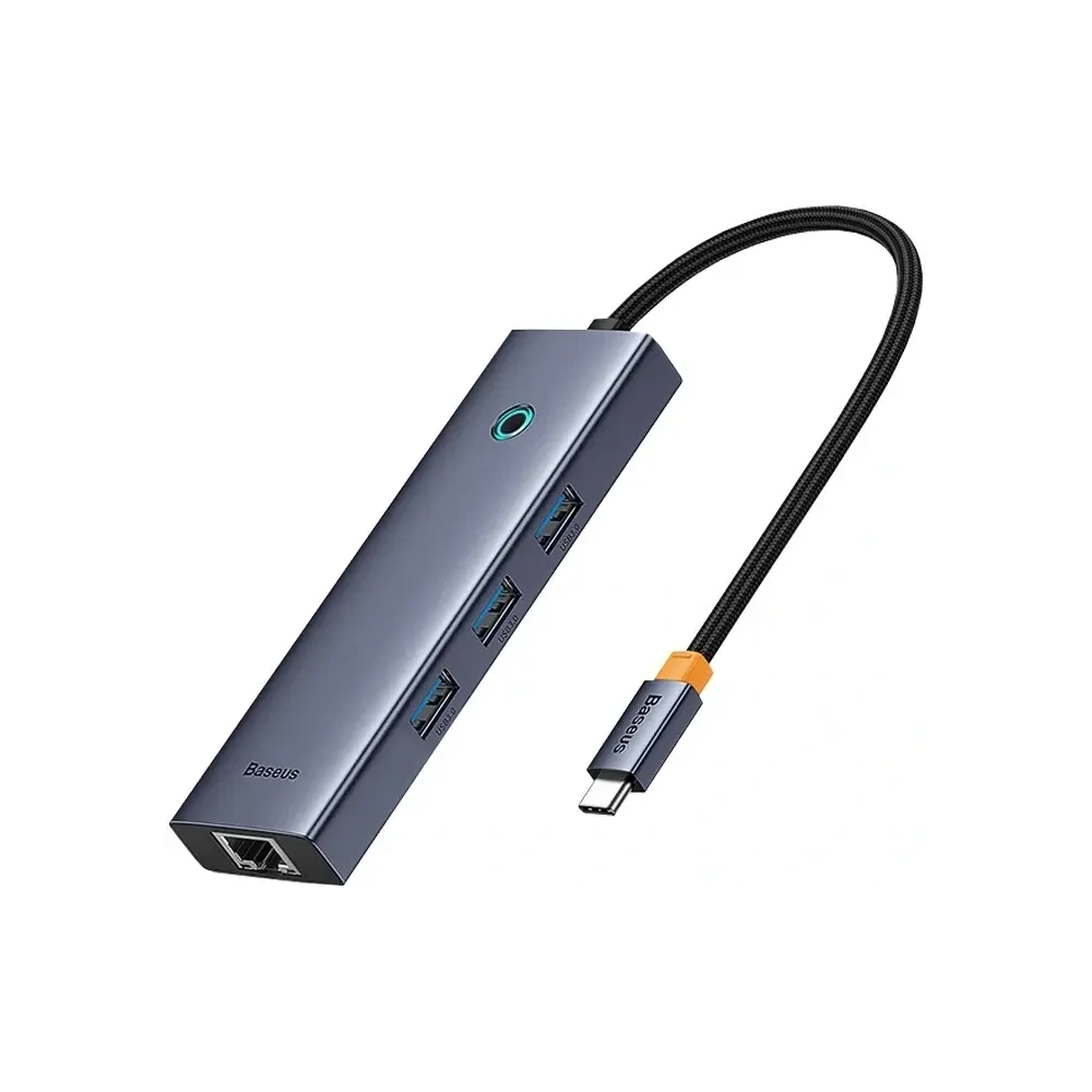 Hub 4w1 Baseus UltraJoy USB-C / 3xUSB-A 3.0, RJ45 (szary)