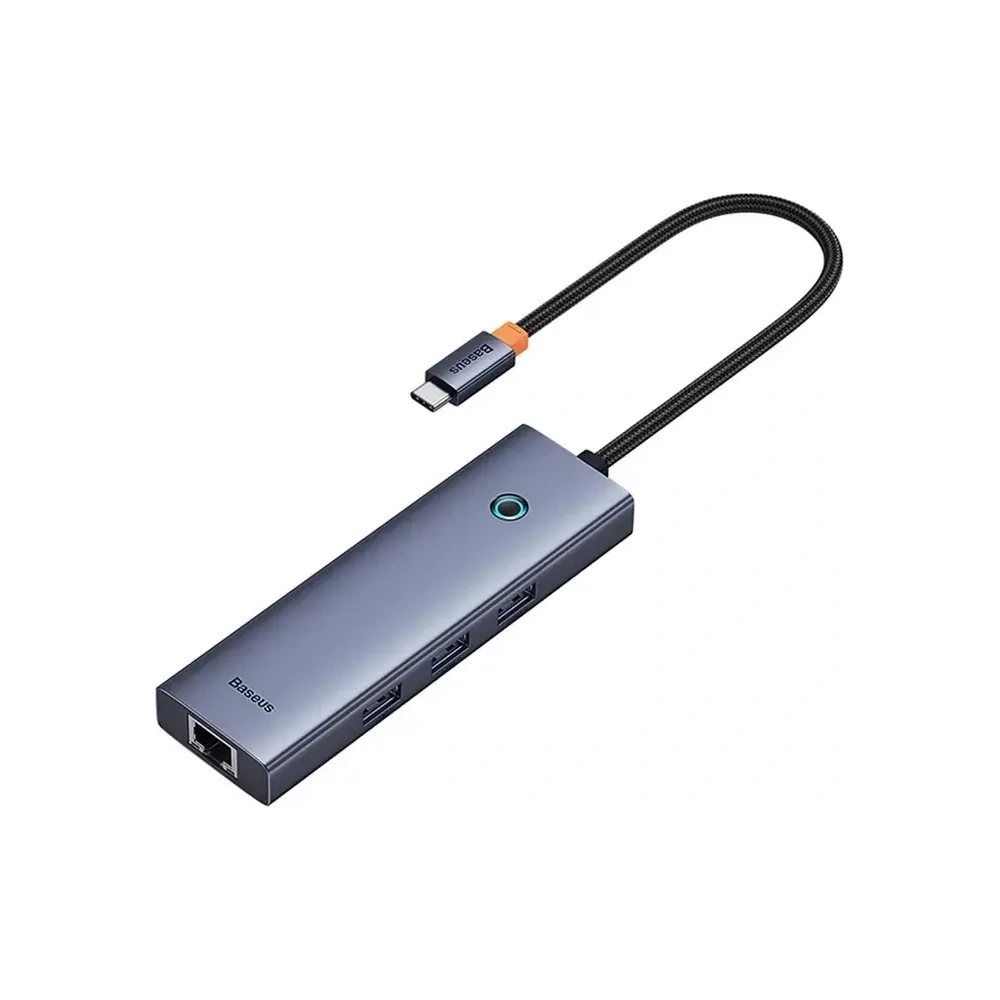 Hub 4w1 Baseus UltraJoy USB-C / 3xUSB-A 3.0, RJ45 (szary)