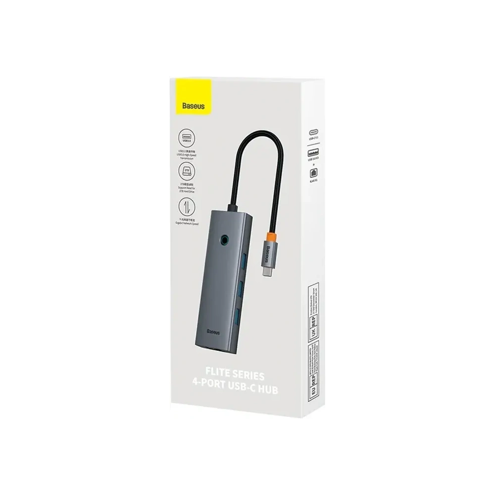 Hub 4w1 Baseus UltraJoy USB-C / 3xUSB-A 3.0, RJ45 (szary)