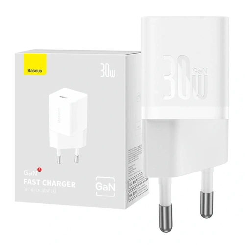Încărcător de perete Baseus GaN5 30W USB-C (alb)