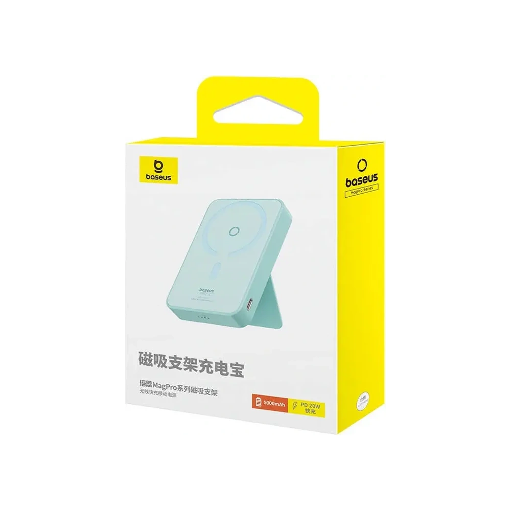 Powerbank magnetyczny z podstawką Baseus MagPro Magnetic 5000mAh 20W MagSafe (miętowy)