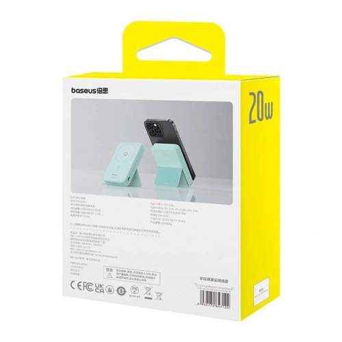 Powerbank magnetyczny z podstawką Baseus MagPro Magnetic 5000mAh 20W MagSafe (miętowy)