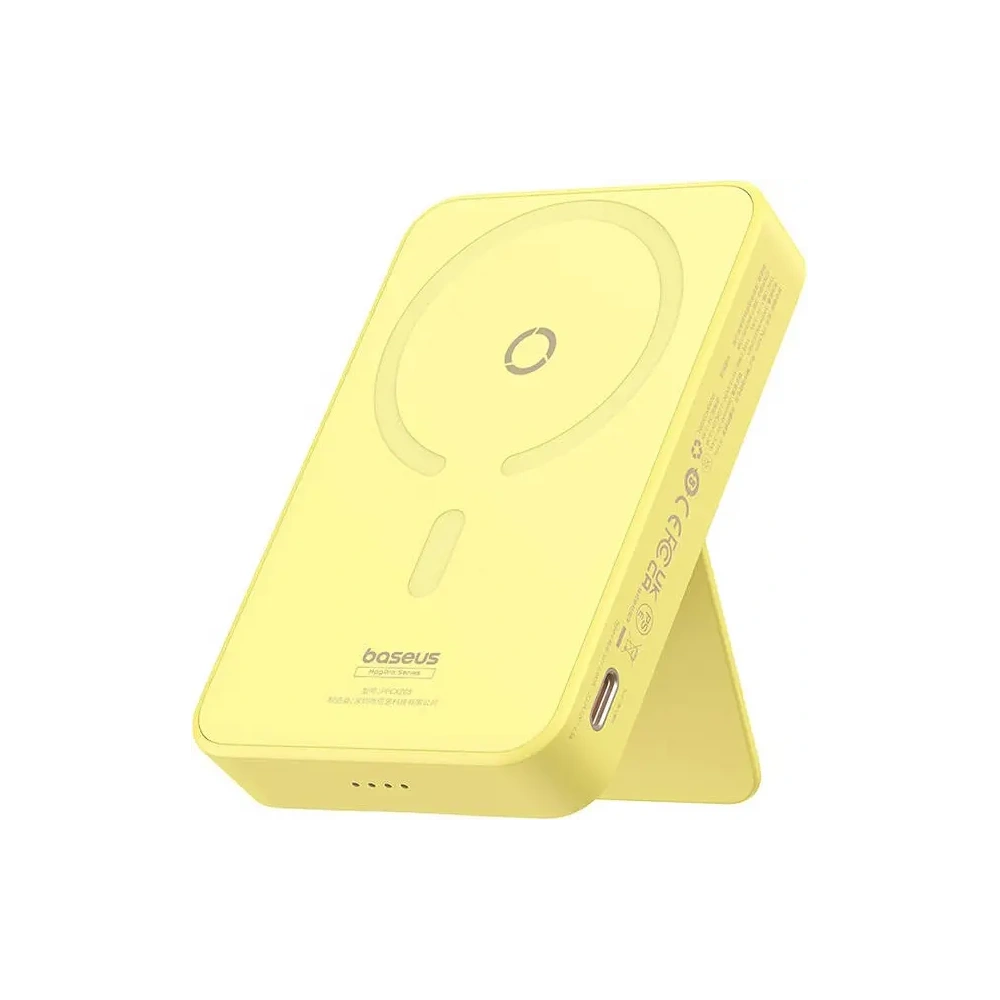 Powerbank magnetyczny z podstawką Baseus MagPro Magnetic 5000mAh 20W MagSafe (żółty)