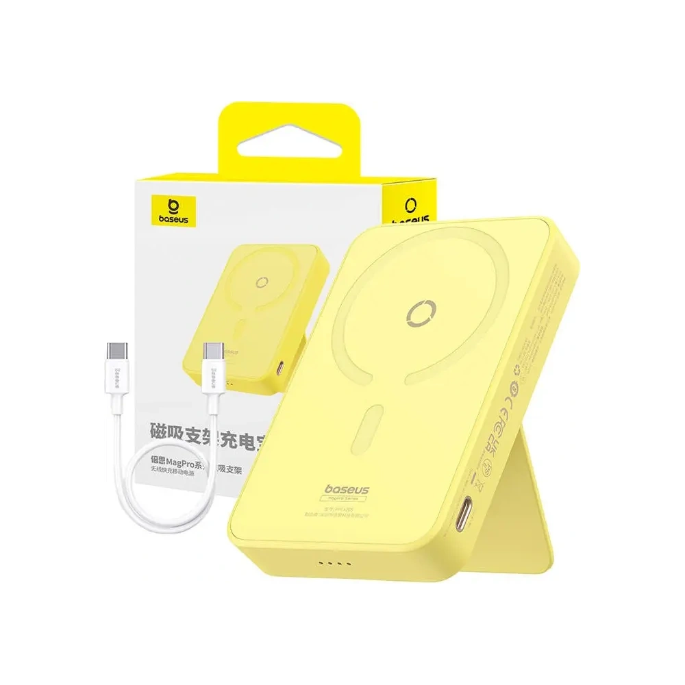 Powerbank magnetyczny z podstawką Baseus MagPro Magnetic 5000mAh 20W MagSafe (żółty)