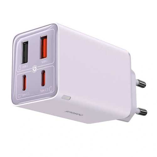 Baseus GaN6 Pro 2xUSB-A, 2xUSB-C, 65W Fali Töltő (lila)