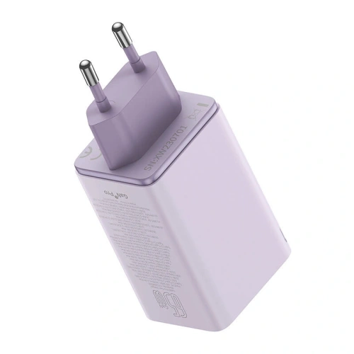 Baseus GaN6 Pro 2xUSB-A, 2xUSB-C, 65W Nástěnná nabíječka (fialová)