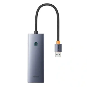 Baseus UltraJoy Series Lite Hub 4-Port USB-A / 3xUSB-A 3.0, RJ45, USB-C 5V (gri)