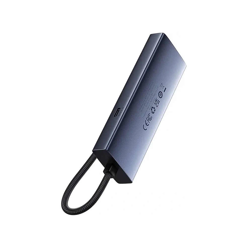 Hub Baseus UltraJoy Series Lite 4-Port USB-A / 3xUSB-A 3.0, RJ45, USB-C 5V (szary)