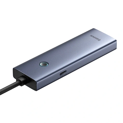 Baseus UltraJoy Series Lite Hub 4-Port USB-A / 3xUSB-A 3.0, RJ45, USB-C 5V (šedá)