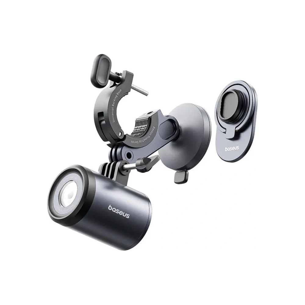 Uchwyt rowerowy Baseus PrimeTrip 2w1 uchwyt na telefon + latarka 600lm USB-C (czarny)