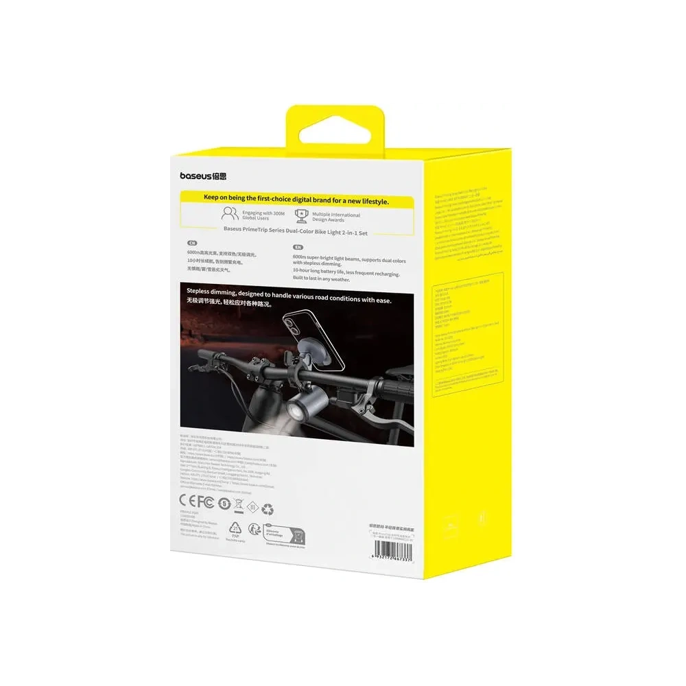 Uchwyt rowerowy Baseus PrimeTrip 2w1 uchwyt na telefon + latarka 600lm USB-C (czarny)