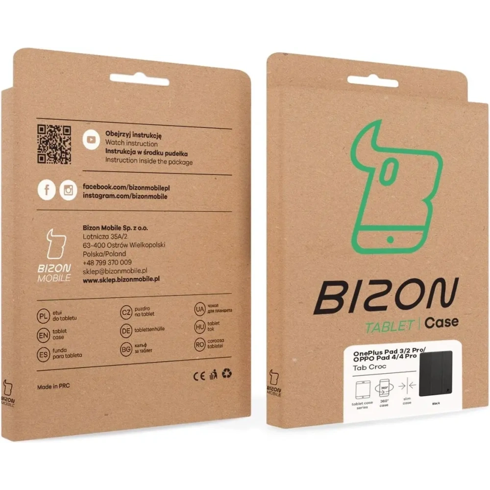 Etui z klapką Bizon Case Tab Croc do OnePlus Pad 3 / 2 Pro / OPPO Pad 4 / 4 Pro czarne