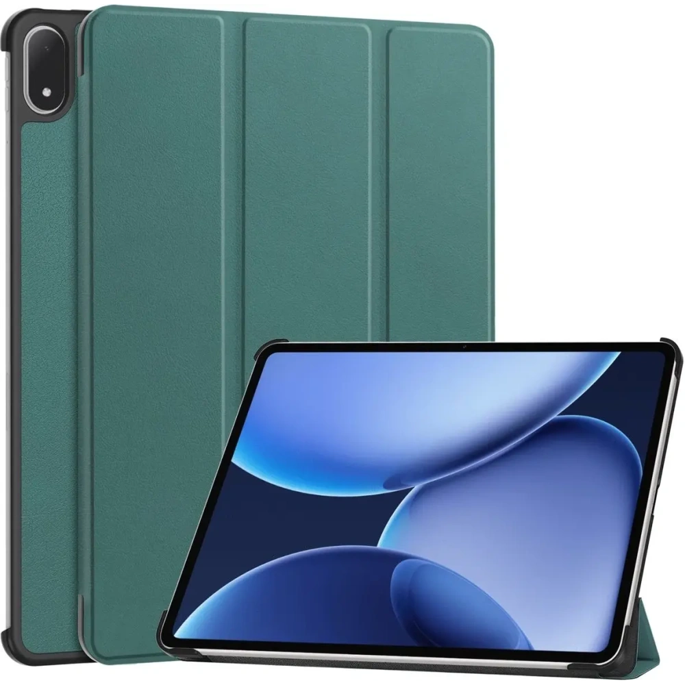 Etui z klapką Bizon Case Tab Croc do OnePlus Pad 3 / 2 Pro / OPPO Pad 4 / 4 Pro ciemnozielone
