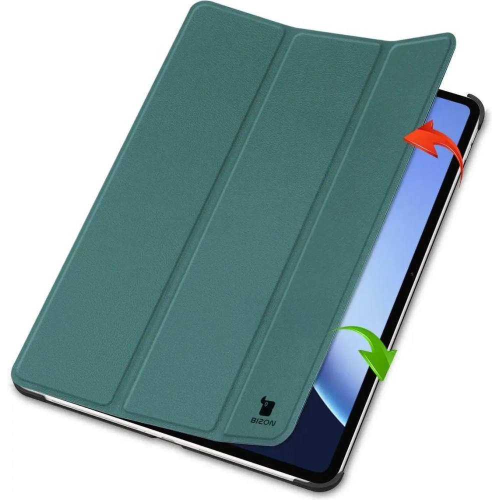 Etui z klapką Bizon Case Tab Croc do OnePlus Pad 3 / 2 Pro / OPPO Pad 4 / 4 Pro ciemnozielone