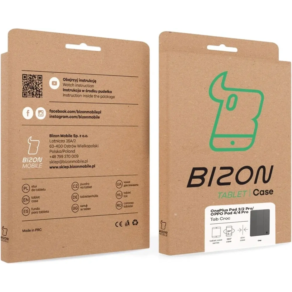 Etui z klapką Bizon Case Tab Croc do OnePlus Pad 3 / 2 Pro / OPPO Pad 4 / 4 Pro szare