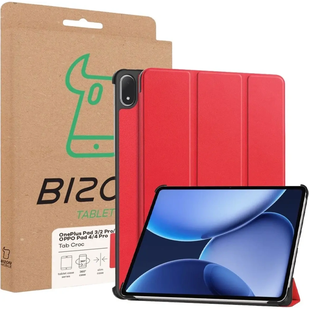 Etui z klapką Bizon Case Tab Croc do OnePlus Pad 3 / 2 Pro / OPPO Pad 4 / 4 Pro czerwone
