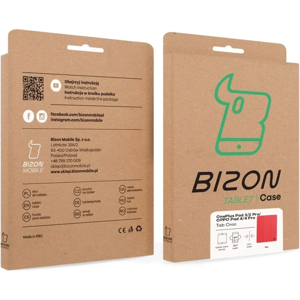 Etui z klapką Bizon Case Tab Croc do OnePlus Pad 3 / 2 Pro / OPPO Pad 4 / 4 Pro czerwone