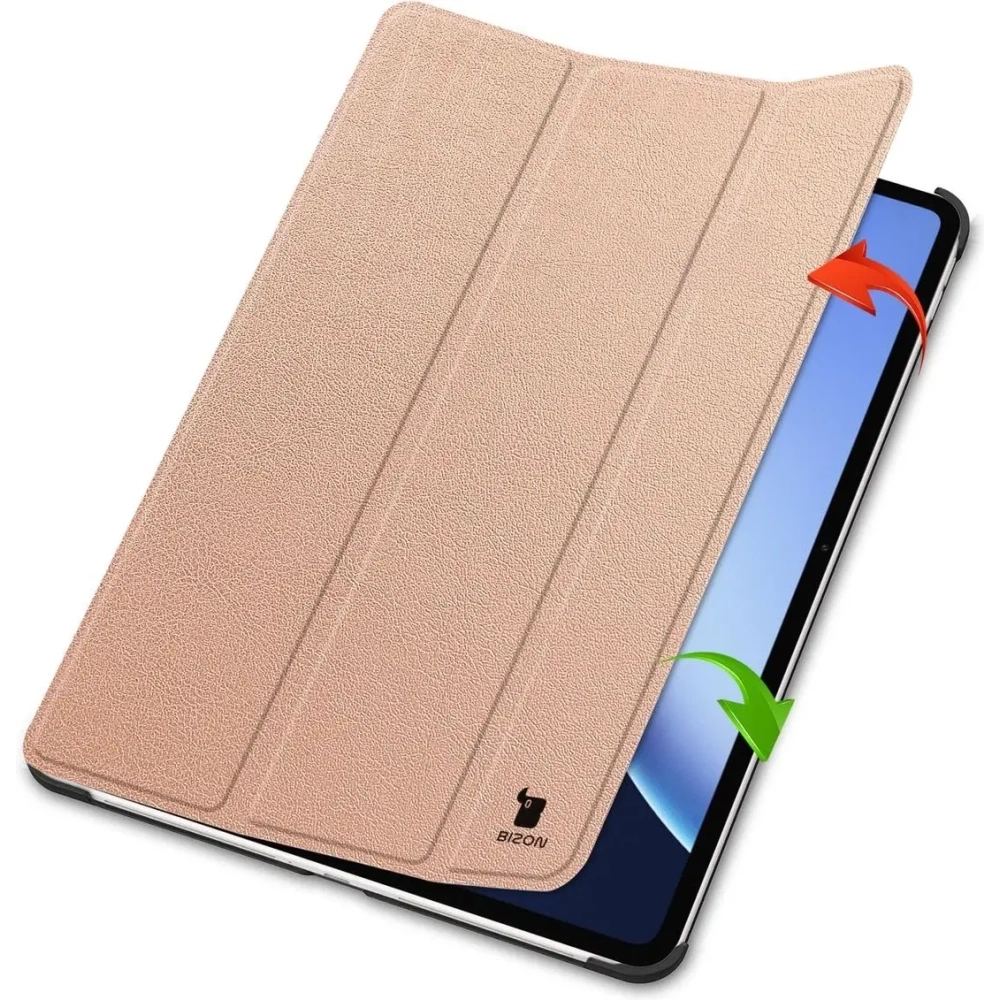 Etui z klapką Bizon Case Tab Croc do OnePlus Pad 3 / 2 Pro / OPPO Pad 4 / 4 Pro różowozłote