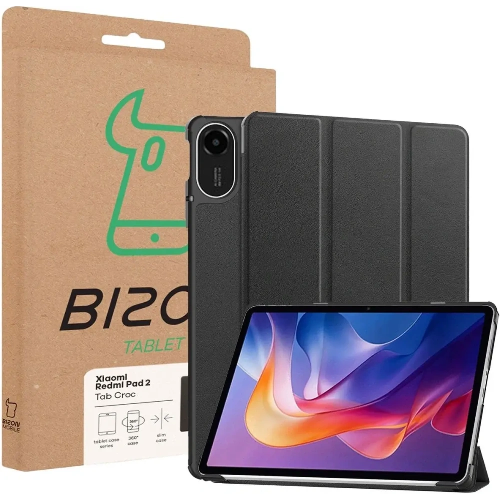 Etui z klapką Bizon Case Tab Croc do Xiaomi Redmi Pad 2 czarne