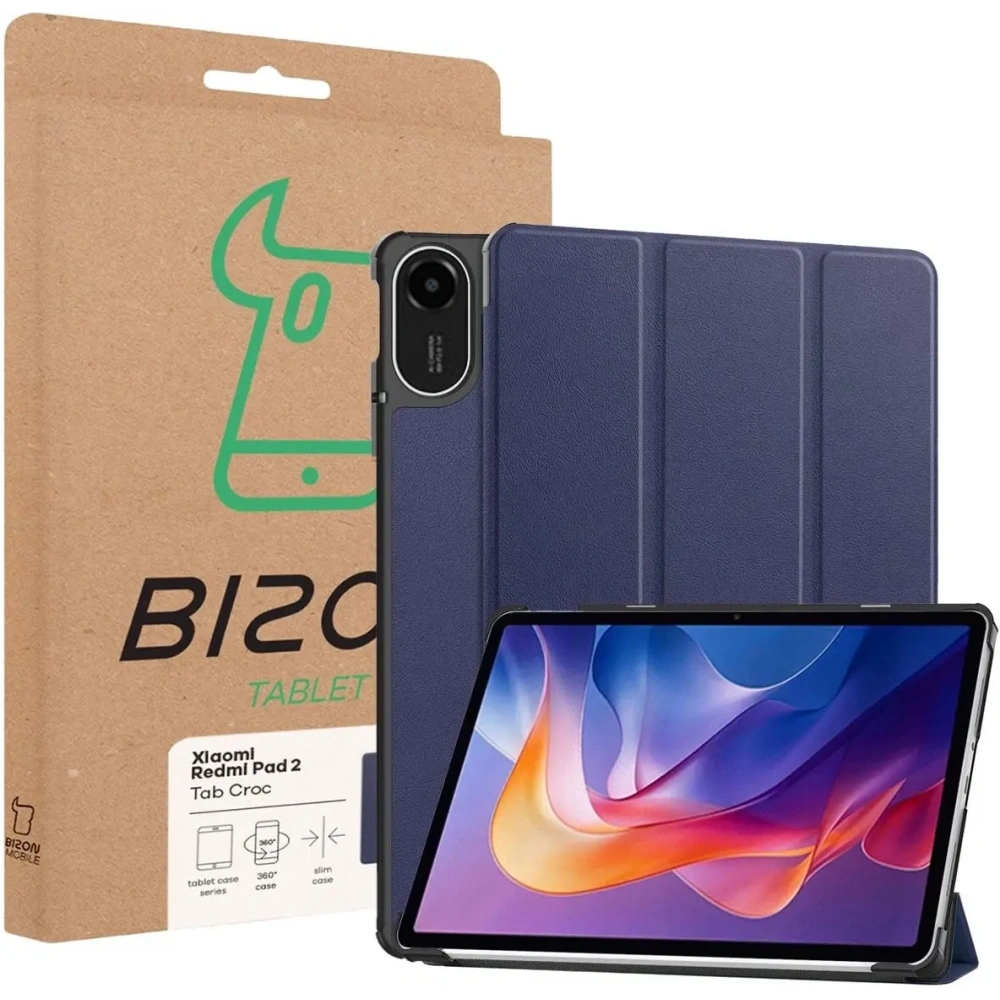Etui z klapką Bizon Case Tab Croc do Xiaomi Redmi Pad 2 granatowe