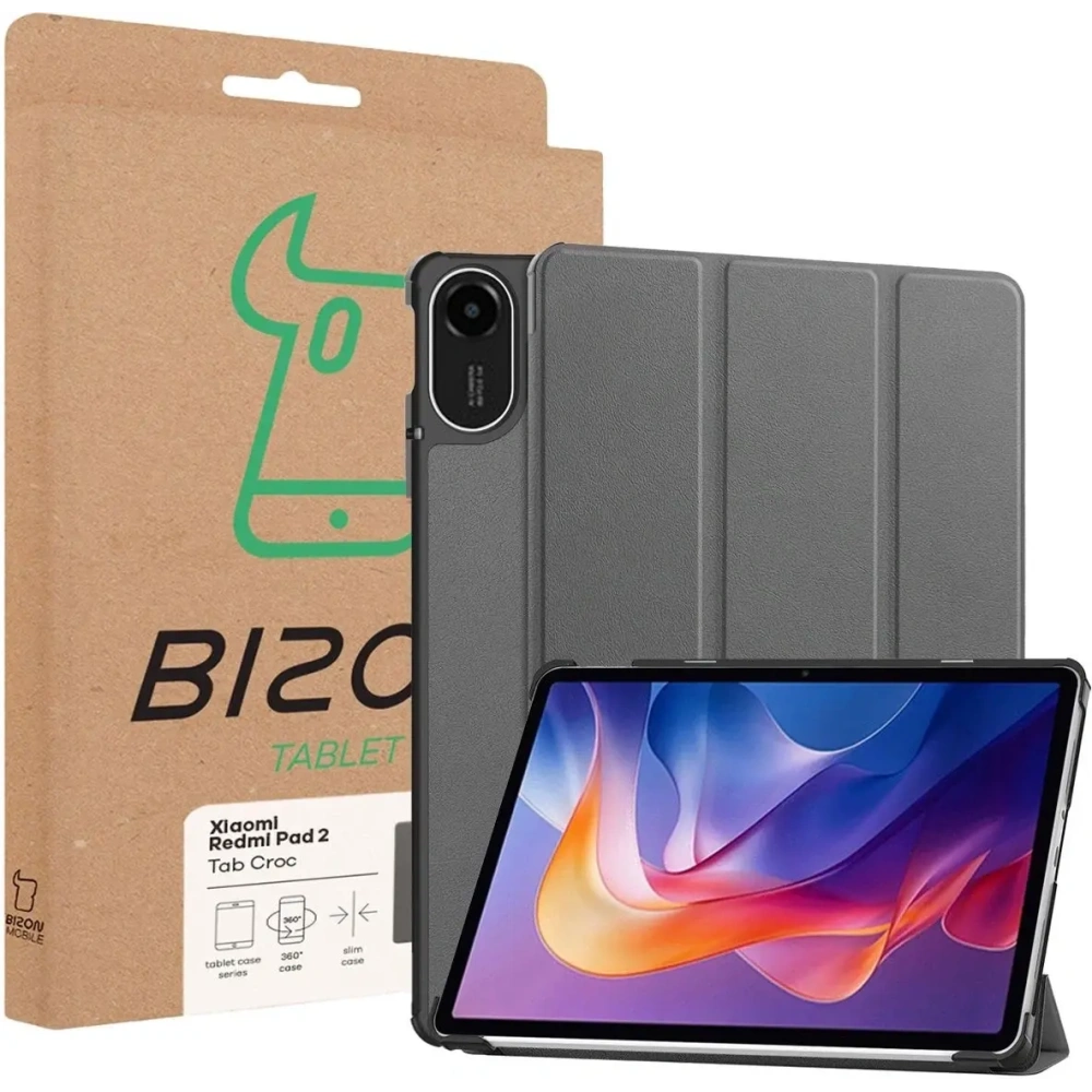 Etui z klapką Bizon Case Tab Croc do Xiaomi Redmi Pad 2 szare