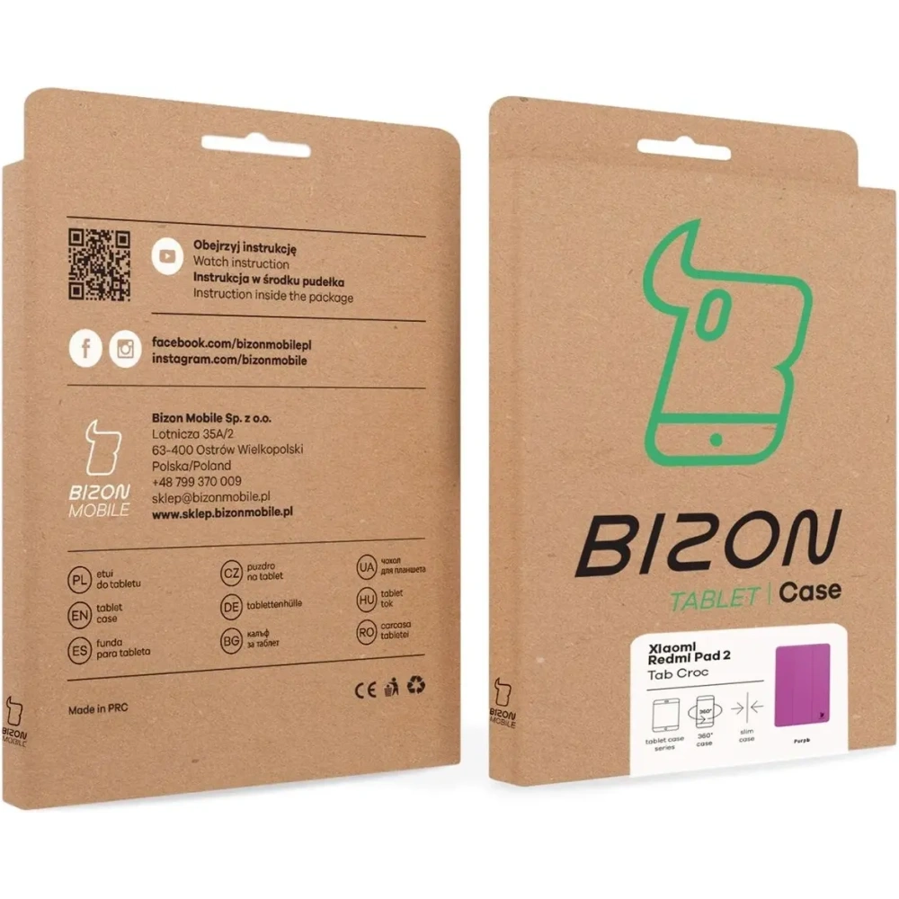 Etui z klapką Bizon Case Tab Croc do Xiaomi Redmi Pad 2 fioletowe