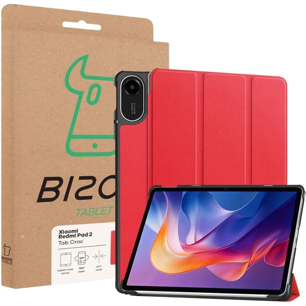 Etui z klapką Bizon Case Tab Croc do Xiaomi Redmi Pad 2 czerwone