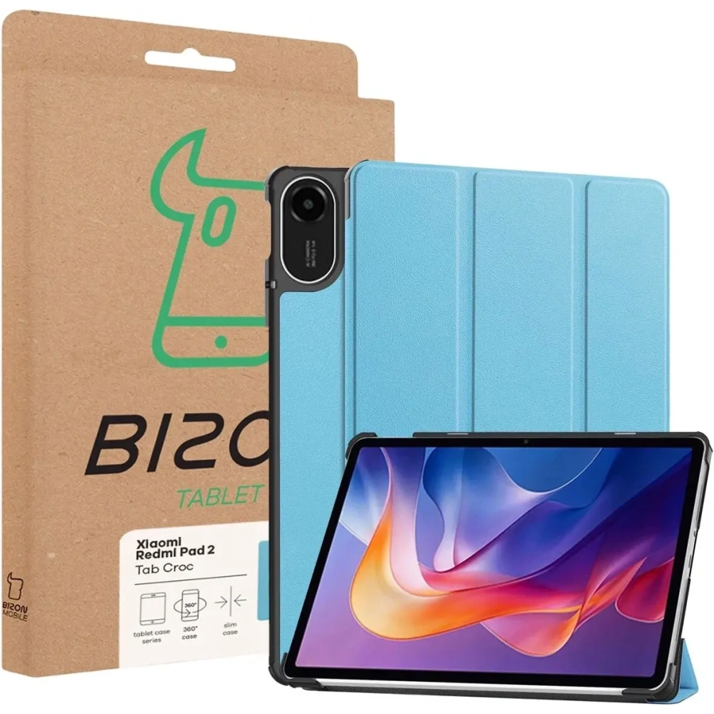 Etui z klapką Bizon Case Tab Croc do Xiaomi Redmi Pad 2 błękitne