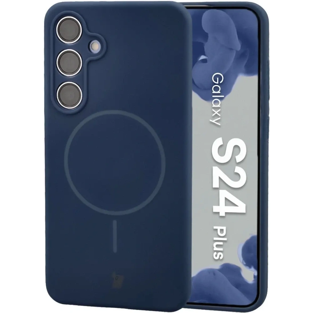 Silikonowe etui z pierścieniem magnetycznym Bizon Soft Case Magnetic do Samsung Galaxy S24+ Plus granatowe