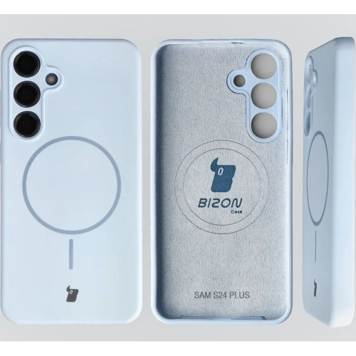 Silikonowe etui z pierścieniem magnetycznym Bizon Soft Case Magnetic do Samsung Galaxy S24+ Plus błękitne
