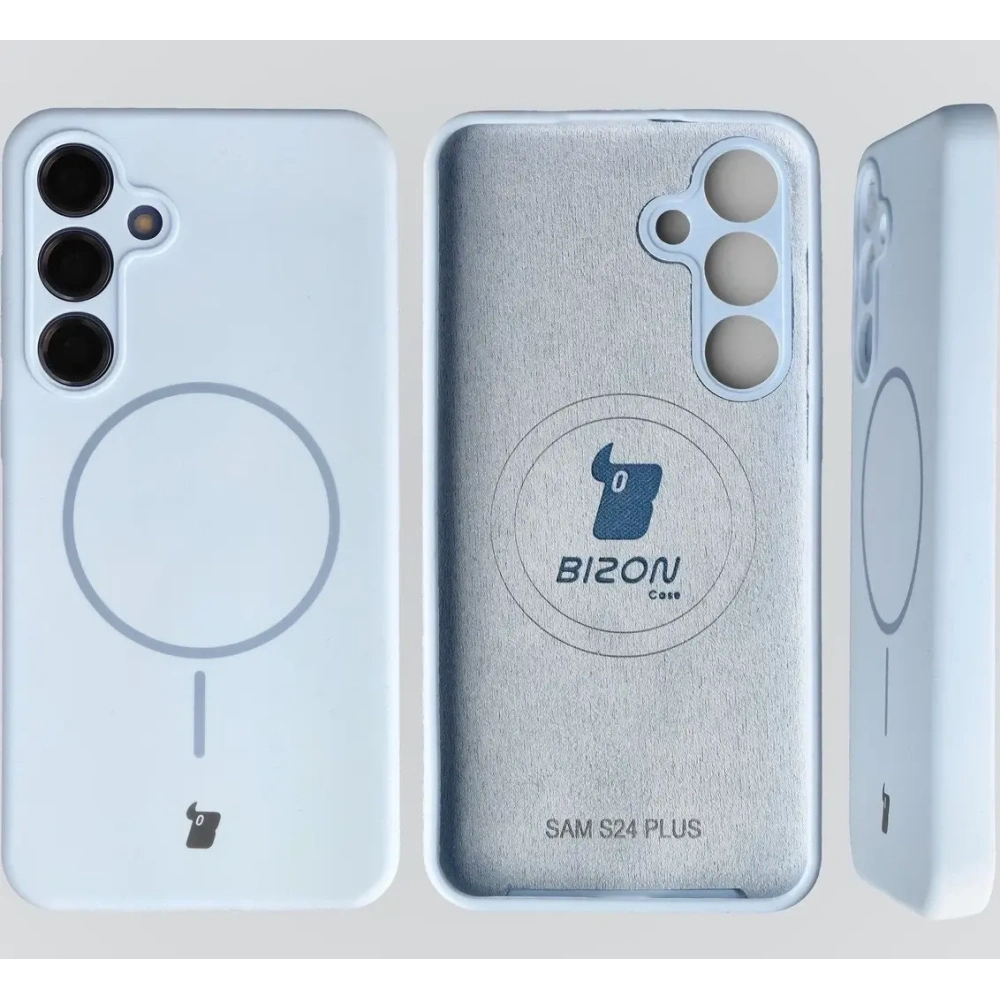 Silikonowe etui z pierścieniem magnetycznym Bizon Soft Case Magnetic do Samsung Galaxy S24+ Plus błękitne