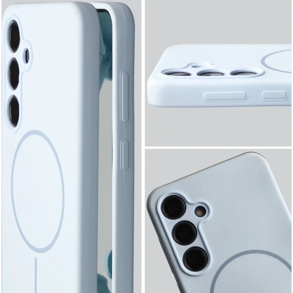 Silikonowe etui z pierścieniem magnetycznym Bizon Soft Case Magnetic do Samsung Galaxy S24+ Plus błękitne