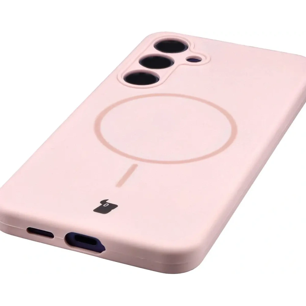 Silikonowe etui z pierścieniem magnetycznym Bizon Soft Case Magnetic do Samsung Galaxy S24+ Plus jasnoróżowe