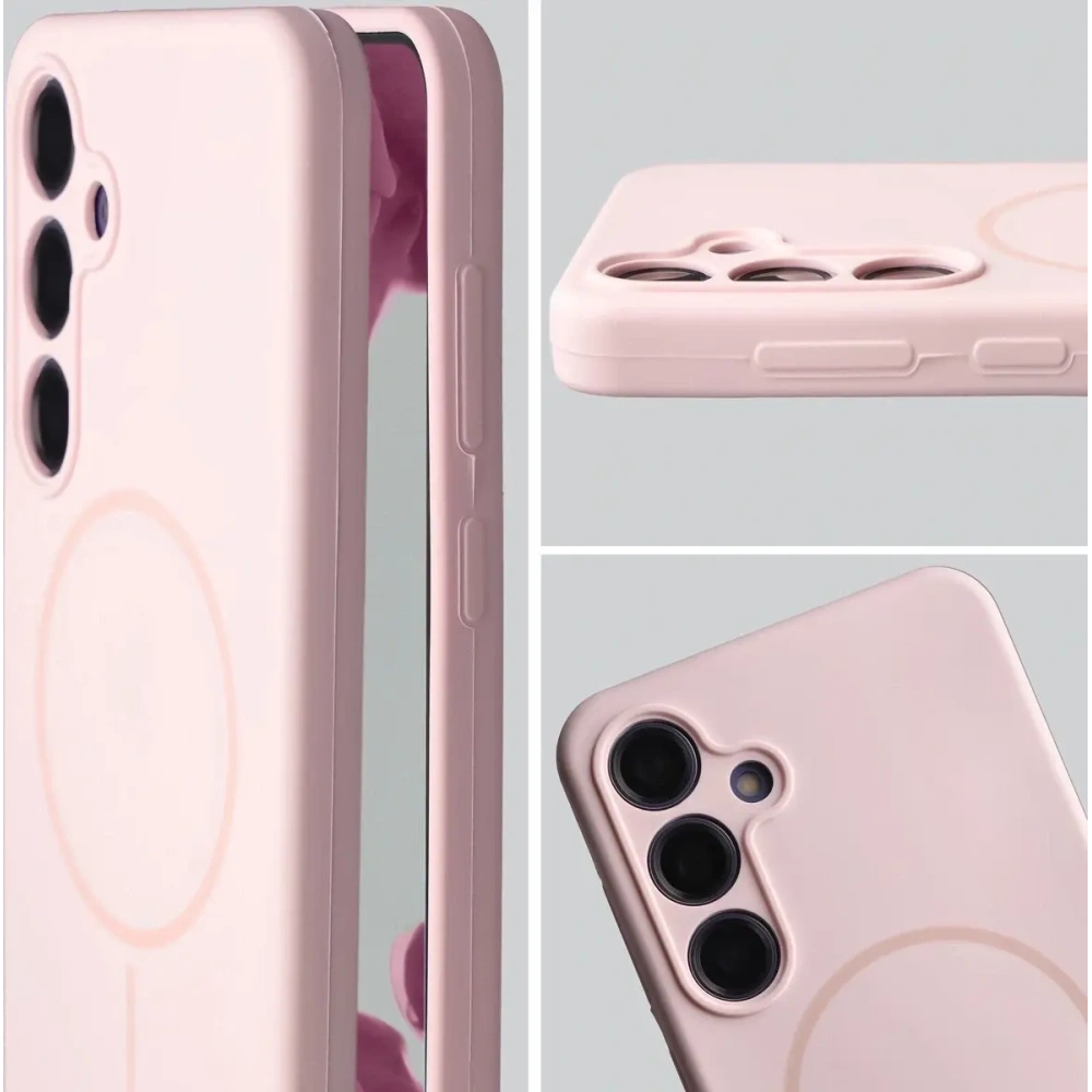 Silikonowe etui z pierścieniem magnetycznym Bizon Soft Case Magnetic do Samsung Galaxy S24+ Plus jasnoróżowe