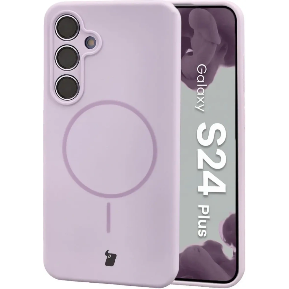 Silikonowe etui z pierścieniem magnetycznym Bizon Soft Case Magnetic do Samsung Galaxy S24+ Plus jasnofioletowe