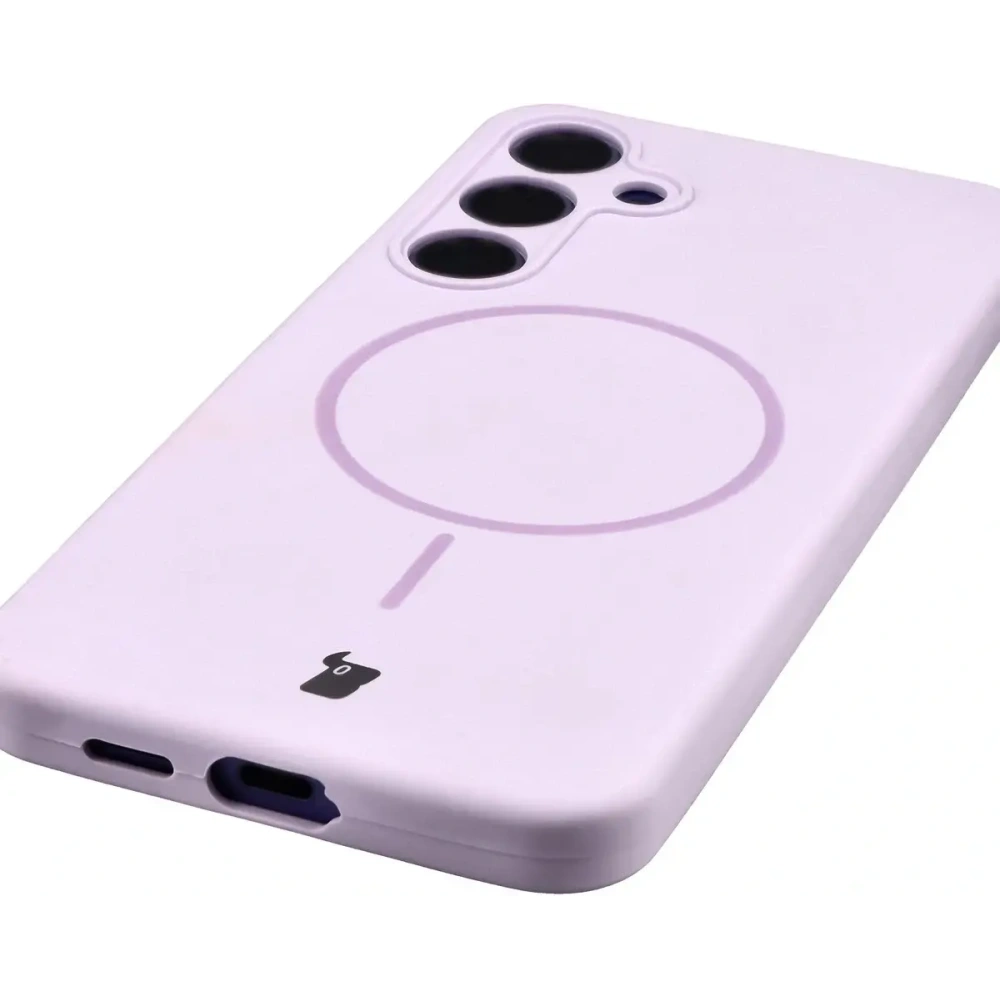 Silikonowe etui z pierścieniem magnetycznym Bizon Soft Case Magnetic do Samsung Galaxy S24+ Plus jasnofioletowe