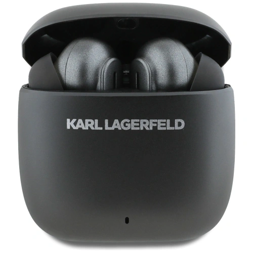 Karl Lagerfeld Bezdrátová sluchátka do uší s kovovým potiskem loga TWS ANC/ENC Bluetooth 5.4 (černá)