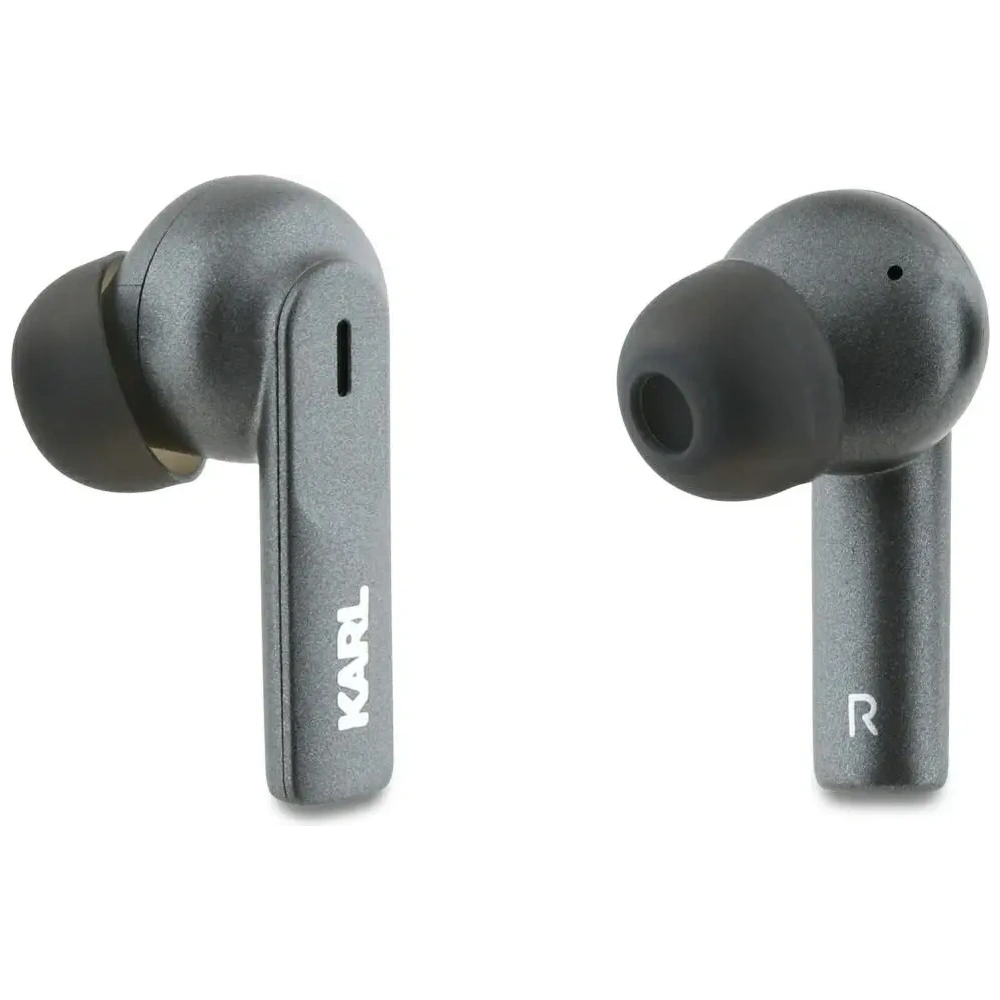 Bezprzewodowe słuchawki dokanałowe Karl Lagerfeld Metal Printed Logo TWS ANC/ENC Bluetooth 5.4 (czarne)