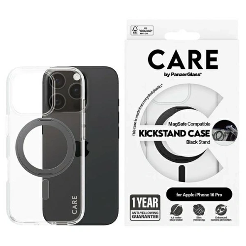 CARE od PanzerGlass s funkcí stojánku Case MagSafe pro Apple iPhone 16 Pro čirý