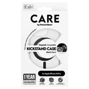 CARE od PanzerGlass s funkcí stojánku Case MagSafe pro Apple iPhone 16 Pro čirý