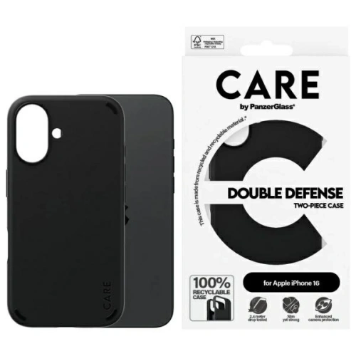 CARE od PanzerGlass Funkce Double Defense Case Apple iPhone 16 černá