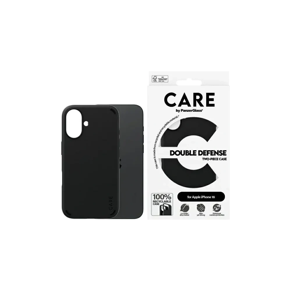 Etui CARE by PanzerGlass Feature Double Defense Case Apple iPhone 16 czarny
