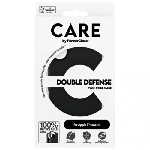 CARE od PanzerGlass Funkce Double Defense Case Apple iPhone 16 černá