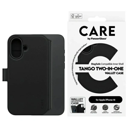 CARE od PanzerGlass Funkce Tango 2v1 Peněženka MagSafe Apple iPhone 16 černá