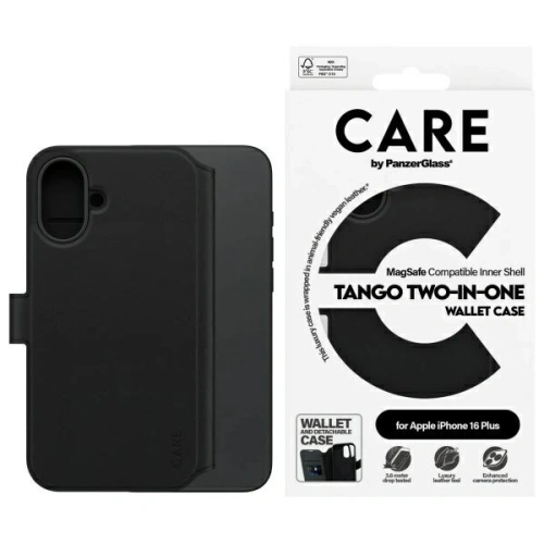 CARE by PanzerGlass Feature Tango 2in1 Wallet MagSafe Apple iPhone 16 Plus fekete