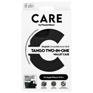 CARE od PanzerGlass Funkce Tango 2v1 Peněženka MagSafe pro Apple iPhone 16 Pro černá